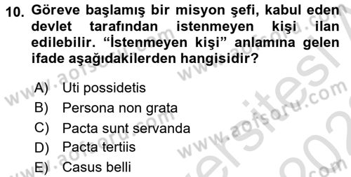 Uluslararası Hukuk 1 Dersi 2021 - 2022 Yılı Yaz Okulu Sınav Soruları 10. Soru