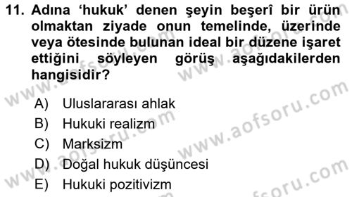 Uluslararası Hukuk 1 Dersi 2021 - 2022 Yılı Yaz Okulu Sınav Soruları 11. Soru
