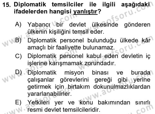 Uluslararası Hukuk 1 Dersi 2021 - 2022 Yılı Yaz Okulu Sınav Soruları 15. Soru