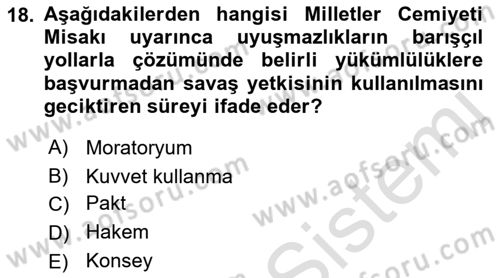 Uluslararası Hukuk 1 Dersi 2021 - 2022 Yılı Yaz Okulu Sınav Soruları 18. Soru