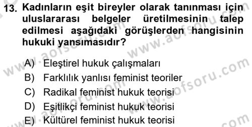 Uluslararası Hukuk 1 Dersi Ara Sınavı Deneme Sınav Soruları 13. Soru