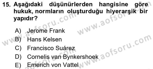 Uluslararası Hukuk 1 Dersi 2022 - 2023 Yılı (Vize) Ara Sınav Soruları 15. Soru