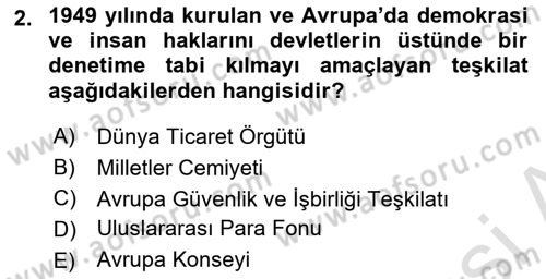 Uluslararası Hukuk 1 Dersi 2022 - 2023 Yılı (Final) Dönem Sonu Sınav Soruları 2. Soru