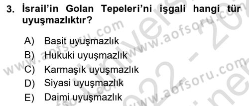 Uluslararası Hukuk 1 Dersi 2022 - 2023 Yılı (Final) Dönem Sonu Sınav Soruları 3. Soru