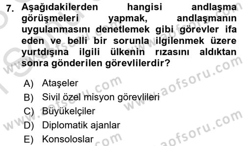 Uluslararası Hukuk 1 Dersi 2022 - 2023 Yılı (Final) Dönem Sonu Sınav Soruları 7. Soru