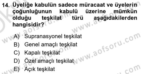 Uluslararası Hukuk 1 Dersi 2022 - 2023 Yılı Yaz Okulu Sınav Soruları 14. Soru