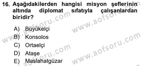 Uluslararası Hukuk 1 Dersi 2022 - 2023 Yılı Yaz Okulu Sınav Soruları 16. Soru