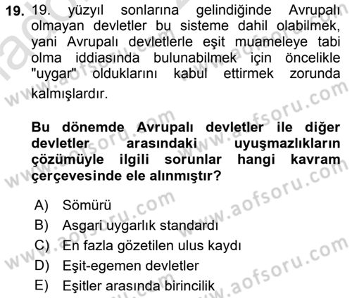 Uluslararası Hukuk 1 Dersi 2022 - 2023 Yılı Yaz Okulu Sınav Soruları 19. Soru