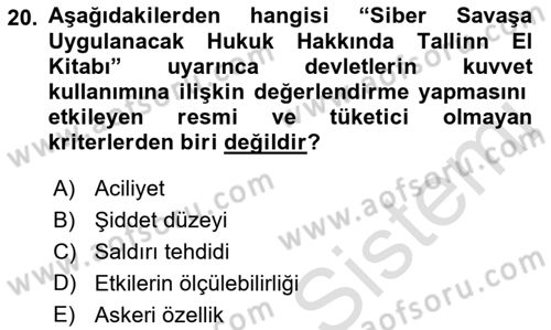 Uluslararası Hukuk 1 Dersi 2022 - 2023 Yılı Yaz Okulu Sınav Soruları 20. Soru