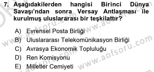 Uluslararası Hukuk 1 Dersi 2022 - 2023 Yılı Yaz Okulu Sınav Soruları 7. Soru