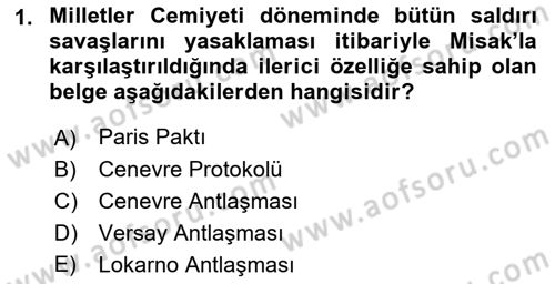 Uluslararası Hukuk 1 Dersi 2023 - 2024 Yılı (Final) Dönem Sonu Sınav Soruları 1. Soru