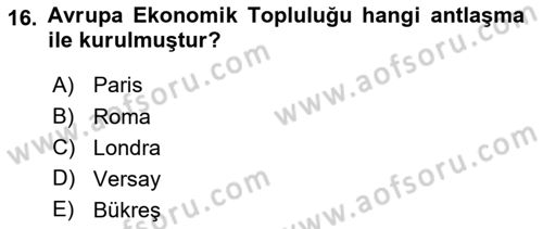 Uluslararası Hukuk 1 Dersi 2023 - 2024 Yılı (Final) Dönem Sonu Sınav Soruları 16. Soru