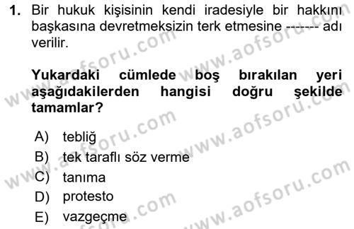 Uluslararası Hukuk 1 Dersi 2024 - 2025 Yılı (Vize) Ara Sınav Soruları 1. Soru