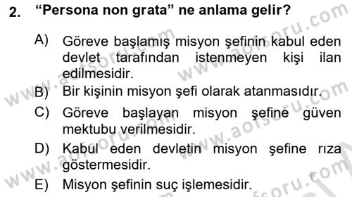 Uluslararası Hukuk 1 Dersi 2024 - 2025 Yılı (Final) Dönem Sonu Sınav Soruları 2. Soru