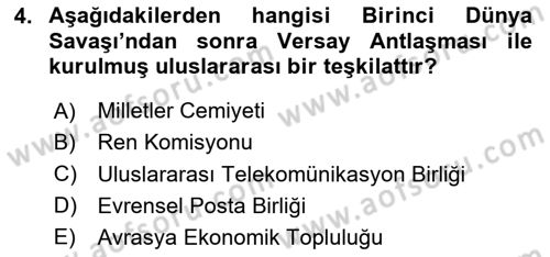 Uluslararası Hukuk 1 Dersi 2024 - 2025 Yılı (Final) Dönem Sonu Sınav Soruları 4. Soru