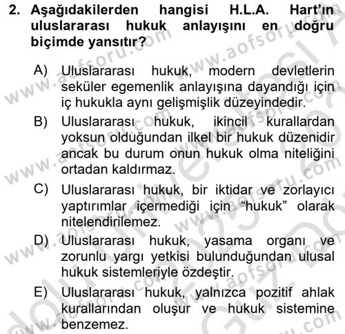 Uluslararası Hukuk 1 Dersi 2025 - 2026 Yılı (Vize) Ara Sınav Soruları 2. Soru