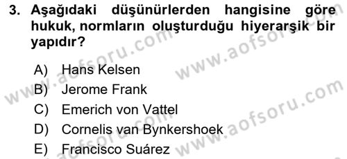Uluslararası Hukuk 1 Dersi 2025 - 2026 Yılı (Vize) Ara Sınav Soruları 3. Soru