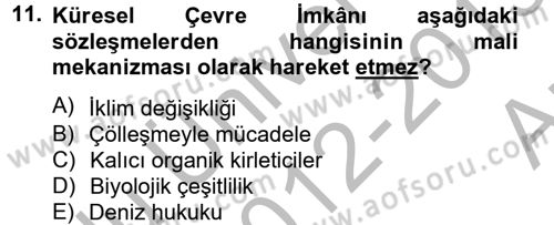 Uluslararası Hukuk 2 Dersi 2012 - 2013 Yılı (Vize) Ara Sınav Soruları 11. Soru