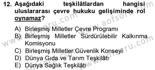 Uluslararası Hukuk 2 Dersi 2012 - 2013 Yılı (Vize) Ara Sınav Soruları 12. Soru