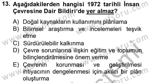 Uluslararası Hukuk 2 Dersi 2012 - 2013 Yılı (Vize) Ara Sınav Soruları 13. Soru