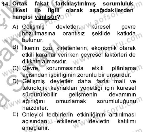 Uluslararası Hukuk 2 Dersi 2012 - 2013 Yılı (Vize) Ara Sınav Soruları 14. Soru