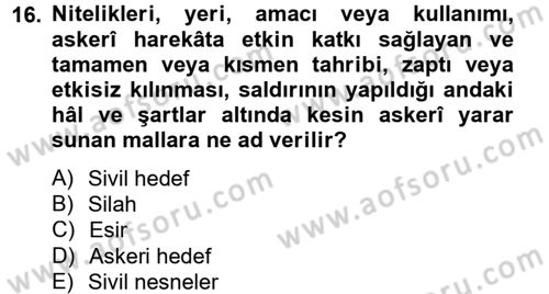 Uluslararası Hukuk 2 Dersi 2012 - 2013 Yılı (Vize) Ara Sınav Soruları 16. Soru