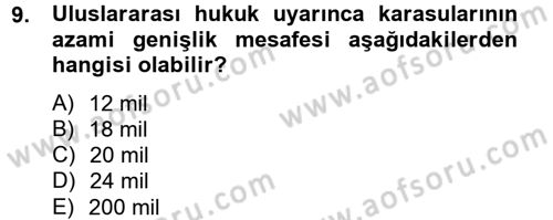 Uluslararası Hukuk 2 Dersi 2012 - 2013 Yılı (Vize) Ara Sınav Soruları 9. Soru