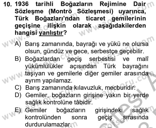 Uluslararası Hukuk 2 Dersi 2012 - 2013 Yılı (Final) Dönem Sonu Sınav Soruları 10. Soru