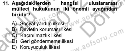 Uluslararası Hukuk 2 Dersi 2012 - 2013 Yılı (Final) Dönem Sonu Sınav Soruları 11. Soru
