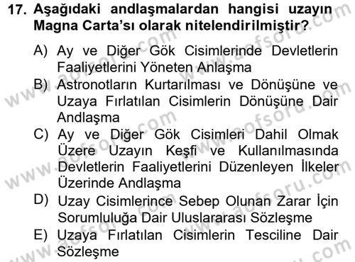 Uluslararası Hukuk 2 Dersi 2012 - 2013 Yılı (Final) Dönem Sonu Sınav Soruları 17. Soru