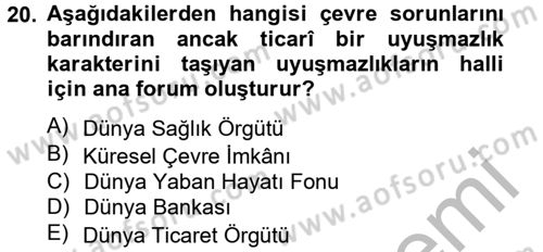 Uluslararası Hukuk 2 Dersi 2012 - 2013 Yılı (Final) Dönem Sonu Sınav Soruları 20. Soru