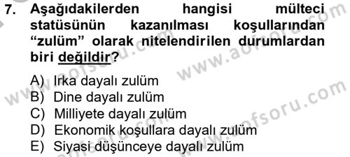 Uluslararası Hukuk 2 Dersi 2012 - 2013 Yılı (Final) Dönem Sonu Sınav Soruları 7. Soru