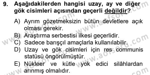 Uluslararası Hukuk 2 Dersi 2012 - 2013 Yılı (Final) Dönem Sonu Sınav Soruları 9. Soru