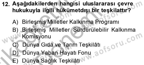 Uluslararası Hukuk 2 Dersi 2013 - 2014 Yılı (Vize) Ara Sınav Soruları 12. Soru