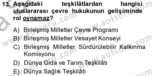 Uluslararası Hukuk 2 Dersi 2013 - 2014 Yılı (Vize) Ara Sınav Soruları 13. Soru
