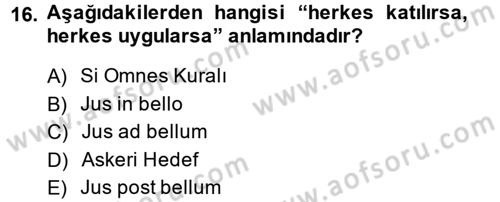 Uluslararası Hukuk 2 Dersi 2013 - 2014 Yılı (Vize) Ara Sınav Soruları 16. Soru
