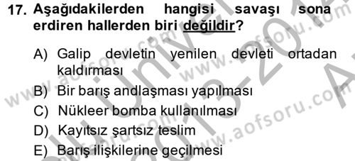 Uluslararası Hukuk 2 Dersi 2013 - 2014 Yılı (Vize) Ara Sınav Soruları 17. Soru