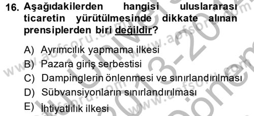 Uluslararası Hukuk 2 Dersi 2013 - 2014 Yılı (Final) Dönem Sonu Sınav Soruları 16. Soru