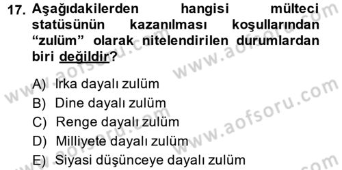 Uluslararası Hukuk 2 Dersi 2013 - 2014 Yılı (Final) Dönem Sonu Sınav Soruları 17. Soru