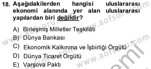 Uluslararası Hukuk 2 Dersi 2013 - 2014 Yılı (Final) Dönem Sonu Sınav Soruları 18. Soru