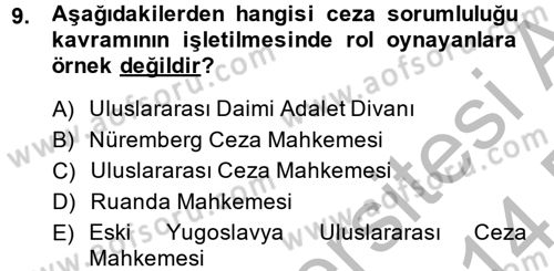 Uluslararası Hukuk 2 Dersi 2013 - 2014 Yılı (Final) Dönem Sonu Sınav Soruları 9. Soru