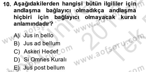 Uluslararası Hukuk 2 Dersi 2013 - 2014 Yılı Tek Ders Sınav Soruları 10. Soru