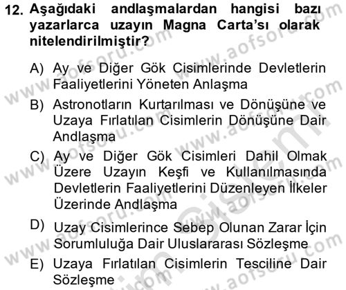 Uluslararası Hukuk 2 Dersi 2013 - 2014 Yılı Tek Ders Sınav Soruları 12. Soru
