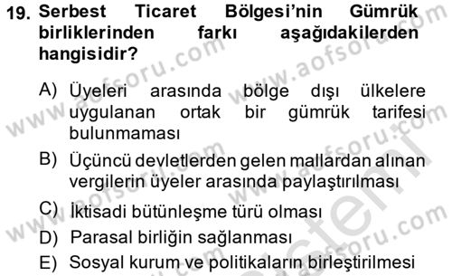Uluslararası Hukuk 2 Dersi 2013 - 2014 Yılı Tek Ders Sınav Soruları 19. Soru