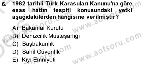 Uluslararası Hukuk 2 Dersi 2013 - 2014 Yılı Tek Ders Sınav Soruları 6. Soru