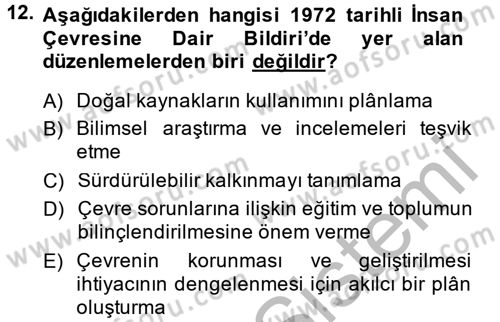 Uluslararası Hukuk 2 Dersi 2014 - 2015 Yılı (Vize) Ara Sınav Soruları 12. Soru