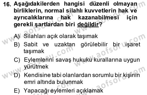 Uluslararası Hukuk 2 Dersi 2014 - 2015 Yılı (Vize) Ara Sınav Soruları 16. Soru