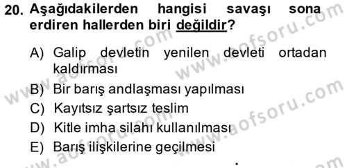 Uluslararası Hukuk 2 Dersi 2014 - 2015 Yılı (Vize) Ara Sınav Soruları 20. Soru