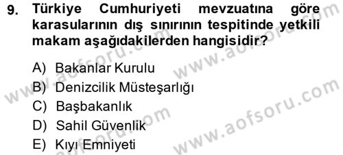 Uluslararası Hukuk 2 Dersi 2014 - 2015 Yılı (Vize) Ara Sınav Soruları 9. Soru