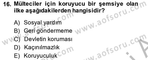 Uluslararası Hukuk 2 Dersi 2014 - 2015 Yılı (Final) Dönem Sonu Sınav Soruları 16. Soru